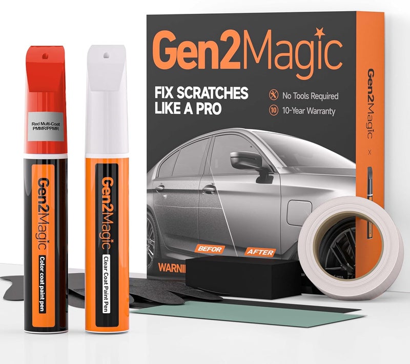 Gen2Magic Red Multi-Coat Touch Up Paint Pen Kit for Telsa Y 3 S X [Clear Coat Included], PMMR/PPMR Color Match for Scratches, Rock Chips, Dings, Easy Scratch Repair & Rust Remover for Tesla - Image 1